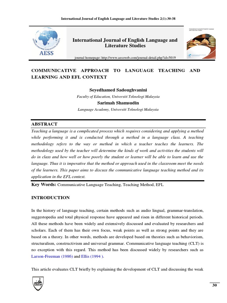 Communicative Approach in EFL Teaching | PDF | English As A Second Or ...