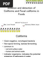 Isolation and Detection of Coliforms and Fecal Coliforms in Foods