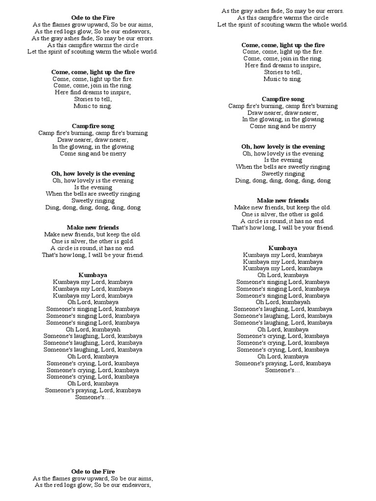 Campfire Songs Pdf Fires Combustion