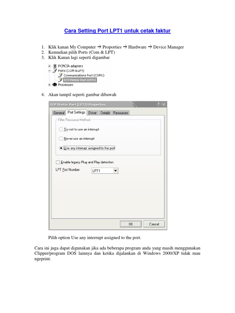 Setting Port LPT1 untuk Cetak Faktur | PDF