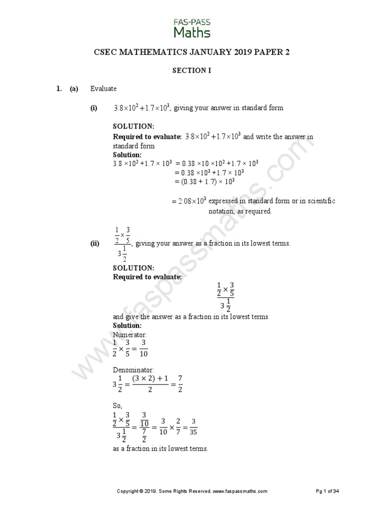 30.CSEC Maths JANUARY 2019 PDF | PDF | Cartesian Coordinate System ...