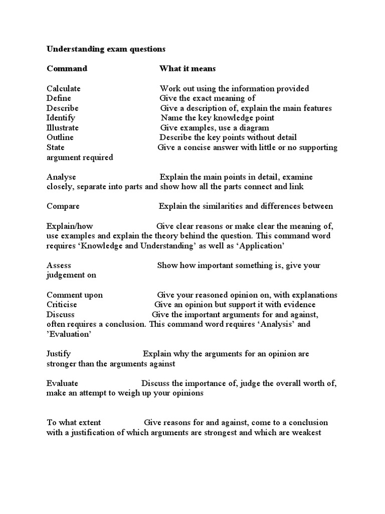 Understanding Exam Command Words | PDF