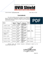 Travel Authority: Name Date of Travel Place of Origin Place of Destination Vehicle Plate Number Remarks