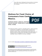 Motives For Food Choice of Consumers From Central Mexico