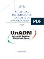 Actividad Integradora. Analisis de Procedimiento: Profesor: Omar Bahena Garcia