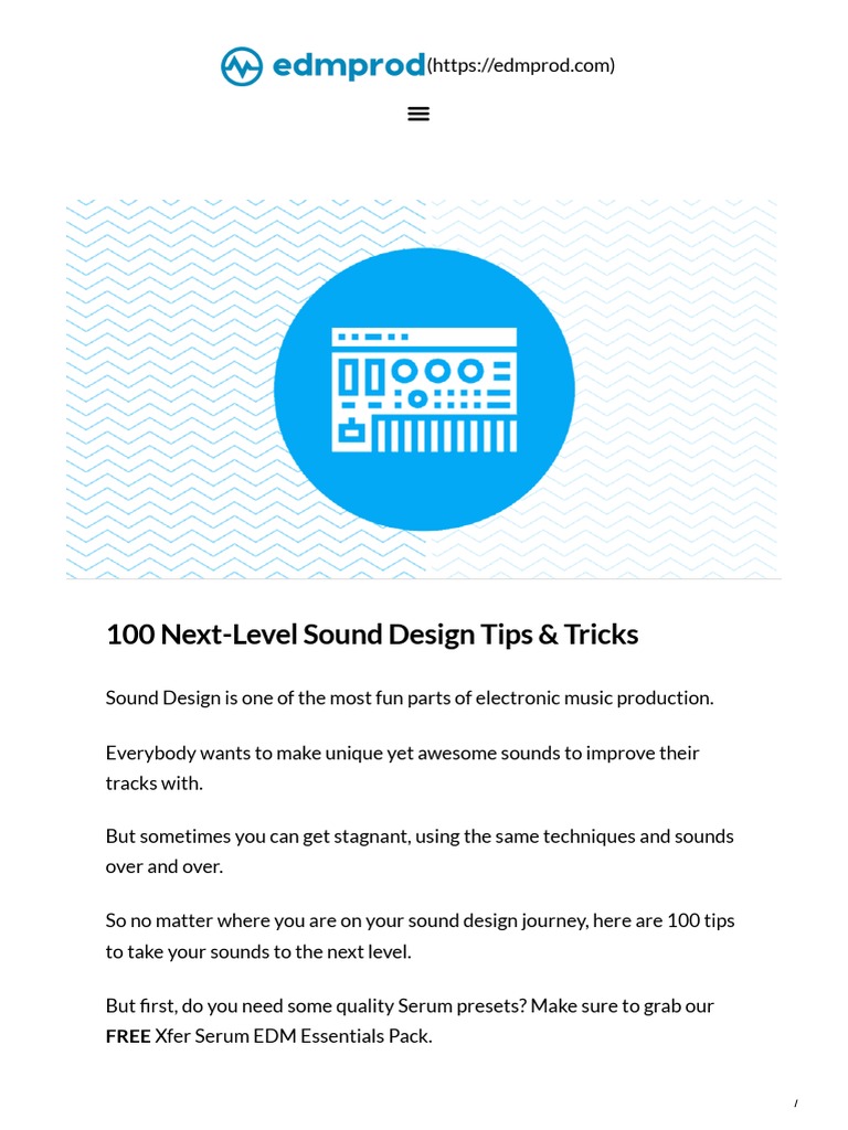 100 Sound Design Tips for EDM Producers | PDF | Synthesizer | Sound