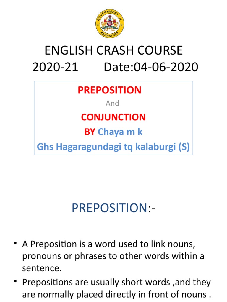 Prepositions and Conjunctions Guide | PDF | Preposition And ...