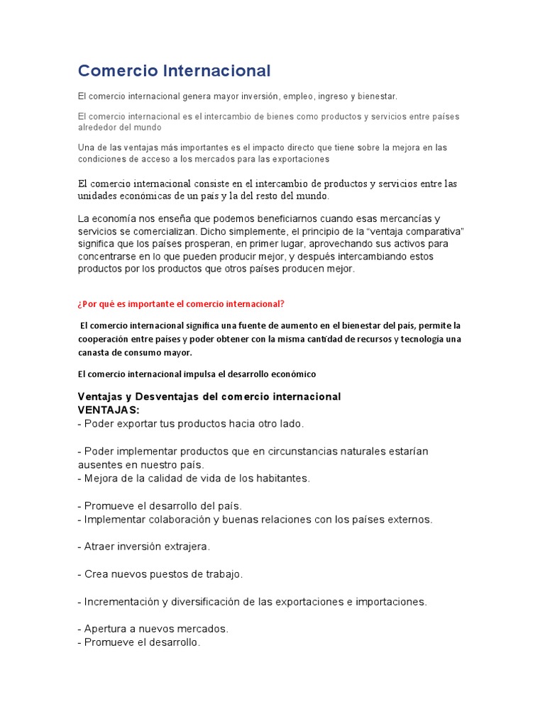 Comercio Internacional | PDF | Comercio | El comercio internacional