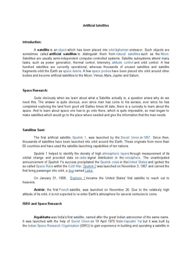 Overview of Artificial Satellites | PDF | Satellite | Natural Satellite