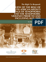 A Meta-Review of The Role of The South African Media'S Coverage of Xenophobia and The Xenophobic Violence Prior To and Including May 2008