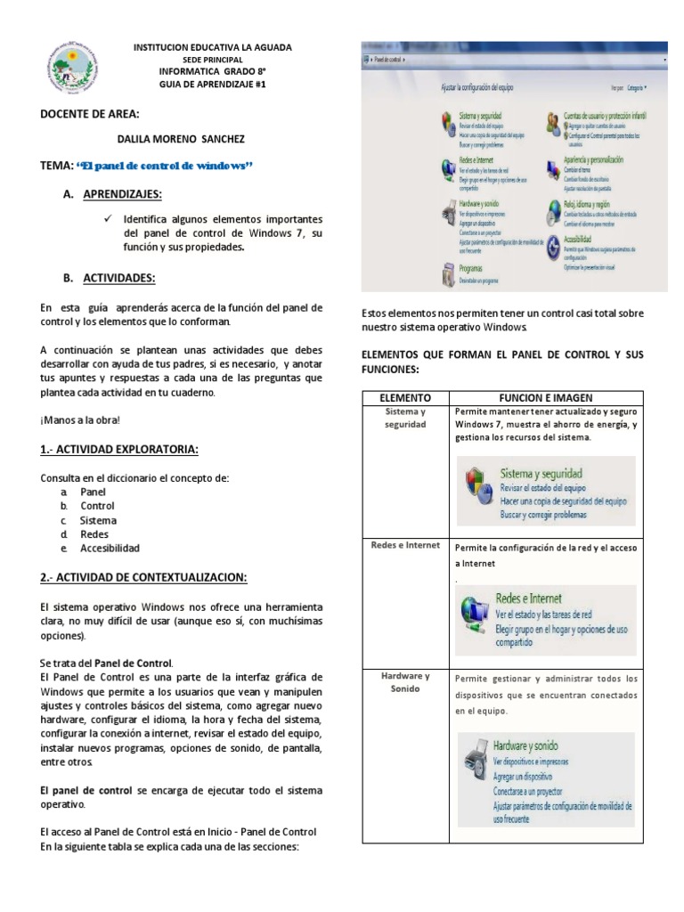 Funciones del Panel de Control en Windows | PDF | Arquitectura de ...