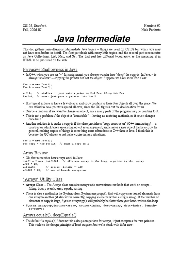 Java Intermediate: Pervasive Shallowness in Java | PDF | Class ...
