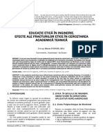 Educaţie Etică În Inginerie. Efecte Ale Fracturilor Etice În Cercetarea Academică Tehnică