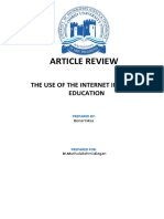 Article Review: The Use of The Internet in Higher Education