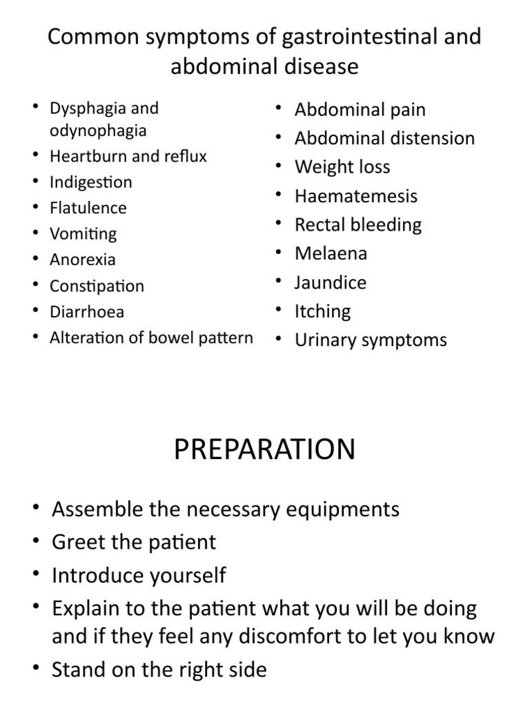 Key Symptoms and Signs of Gastrointestinal and Abdominal Disease | PDF ...