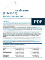 Coronavirus Disease (COVID-19) : Situation Report - 191