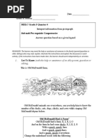 MELC Grade 3 Quarter 4: Sub-task/Pre-requisite Competencies