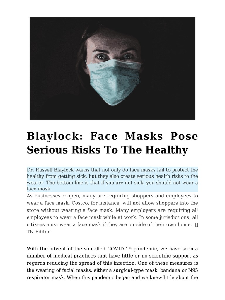 Risks of Wearing Face Masks | PDF | Influenza | Hypoxia (Medical)