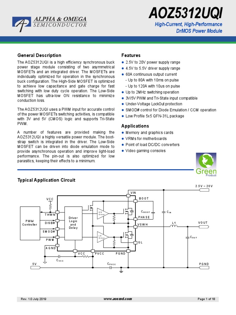 General Description Features: High-Current, High-Performance Drmos ...