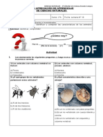 Guía de Ciencias Naturales sobre animales vertebrados e invertebrados