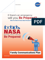 NASA Be Prepared Family Communication Plan PDF