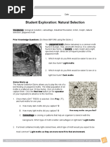 Student Exploration: Natural Selection Gizmo 