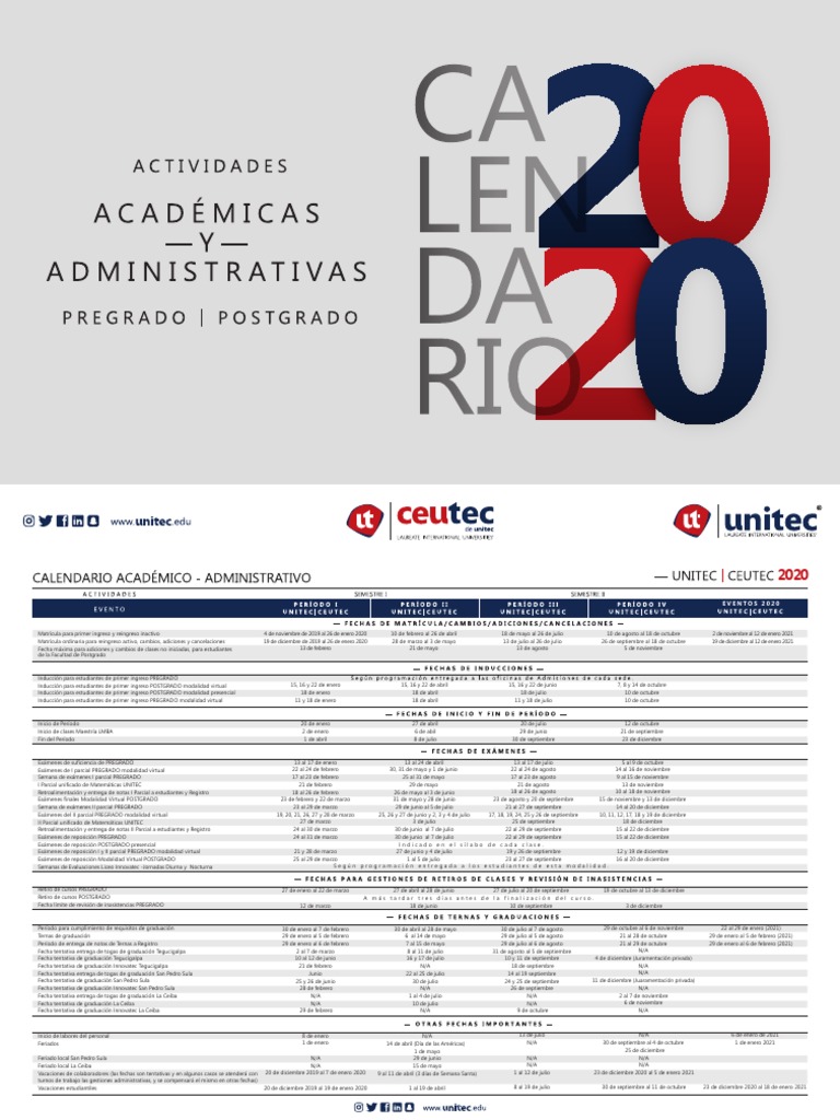 Calendario Academico Unitec  PDF