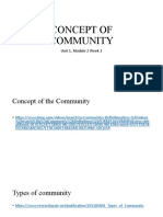 Concept of Community: Unit 1, Module 2 Week 2