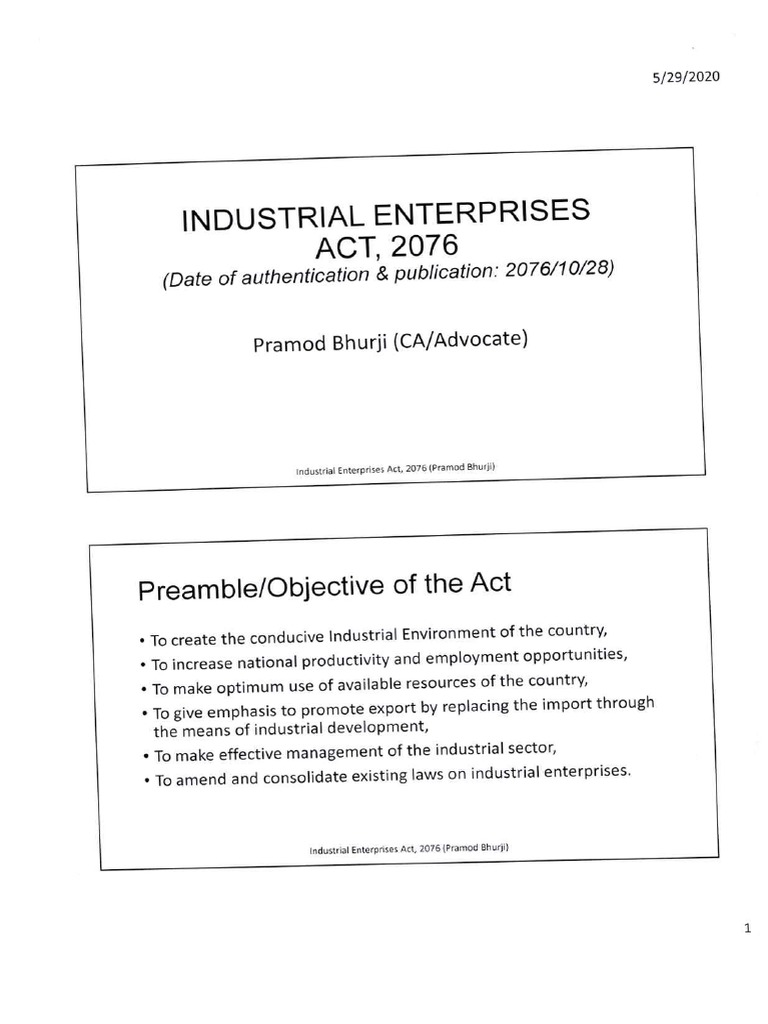 Industrial Enterprises Act, 2076 PDF