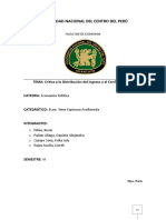 Crítica A La Distribucion Del Ingreso y Conflicto Social