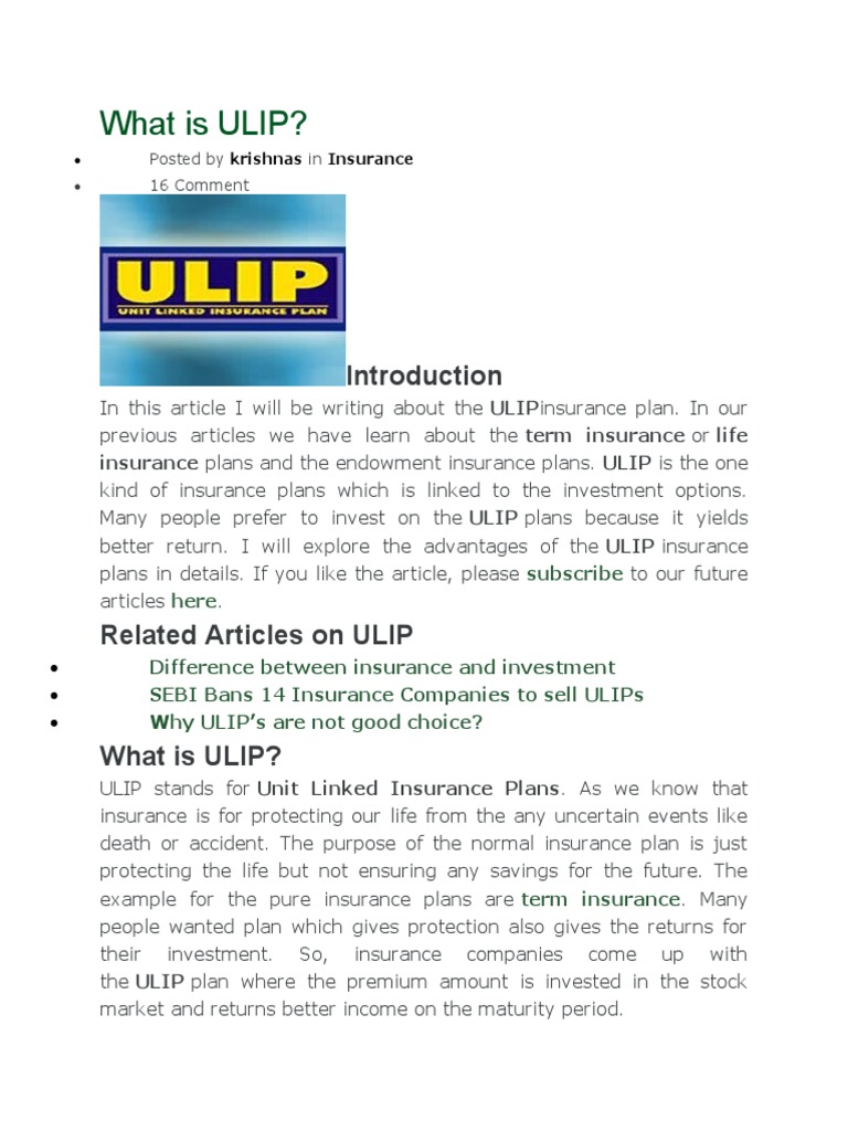 Understanding ULIP Insurance Plans | PDF | Insurance | Investing