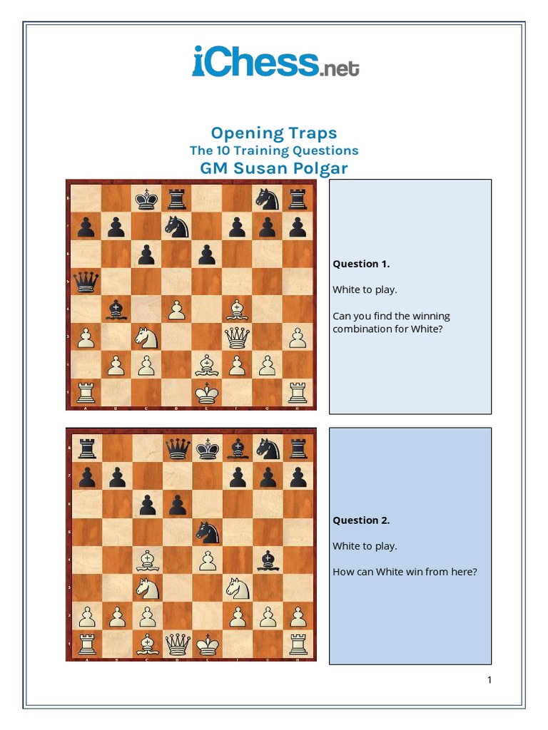 Opening Traps GM Susan Polgar: The 10 Training Questions | PDF | Chess ...