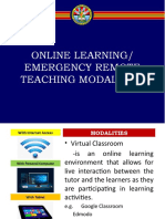 Online Learning/ Emergency Remote Teaching Modalities