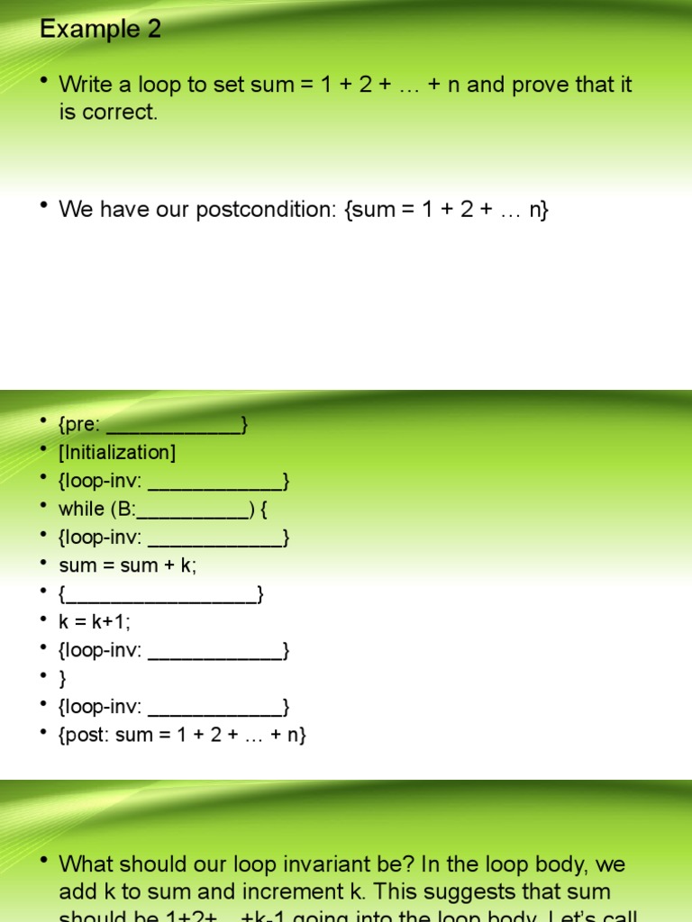 Proving Loop Invariants for Summation | PDF | Science & Mathematics ...