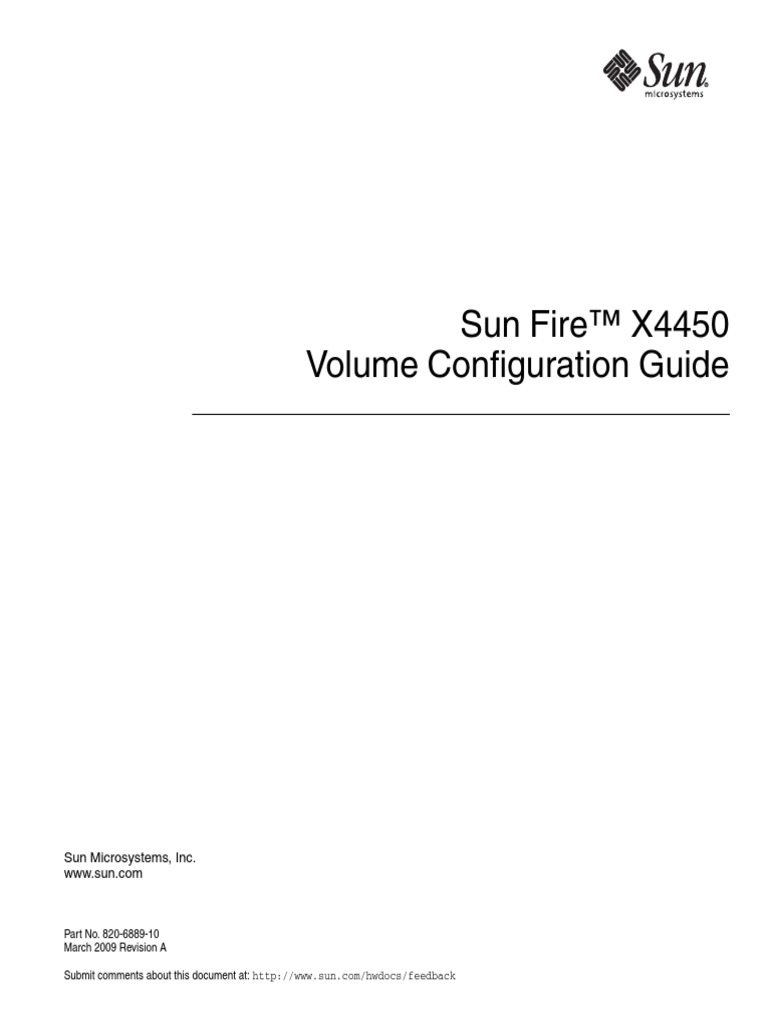 Sun Fire™ X4450 Volume Configuration Guide PDF Bios Hard Disk Drive