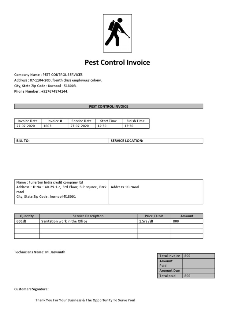 Pest-Control-Invoice - Fullerton | PDF | Finance & Money Management