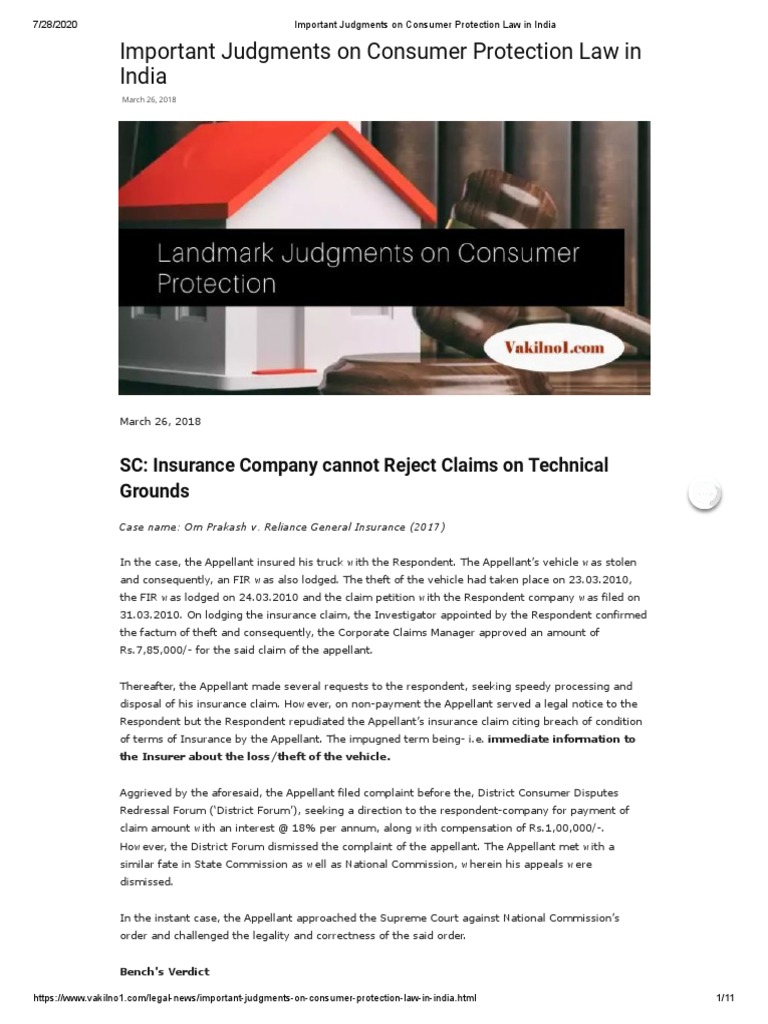 Landmark Consumer Court Judgments in India | PDF | In Vitro ...