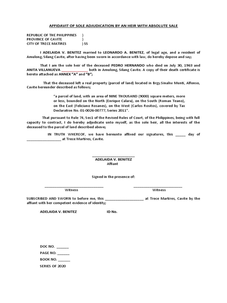 Affidavit Of Sole Heir John Michael Tipon Pdf Affidav vrogue.co