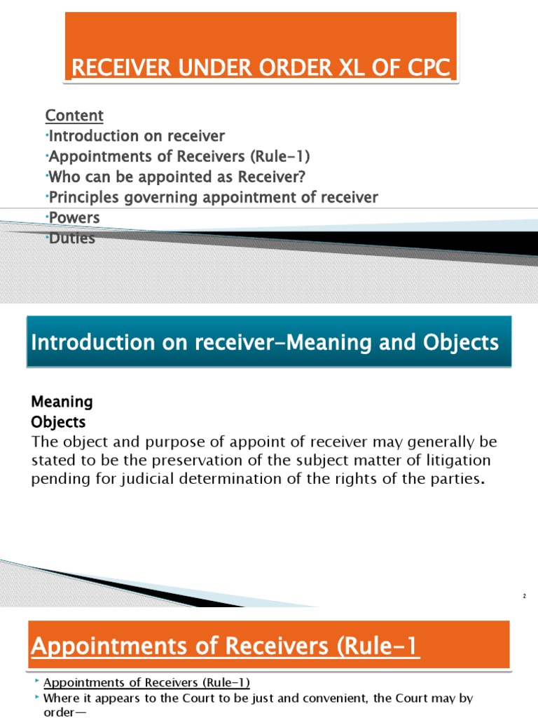 An Overview of Receivership Under Order XL of the Code of Civil