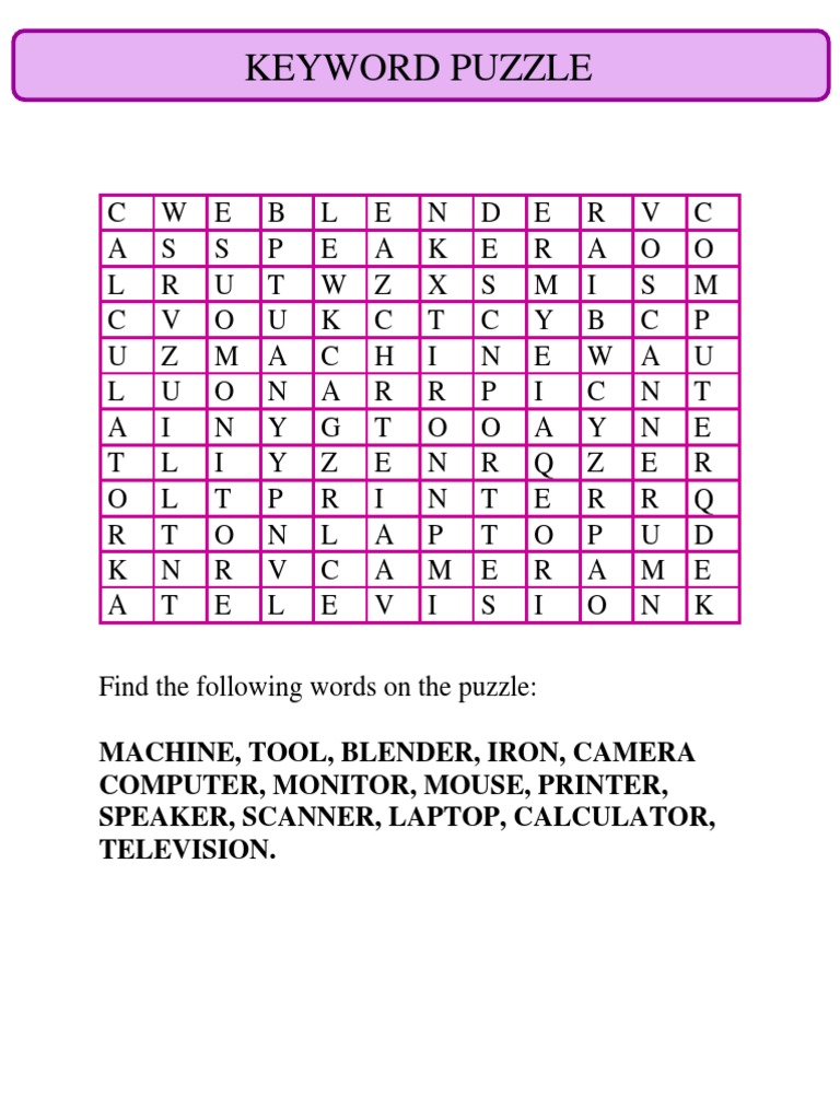 Keyword Puzzle | PDF | Input/Output | Office Equipment