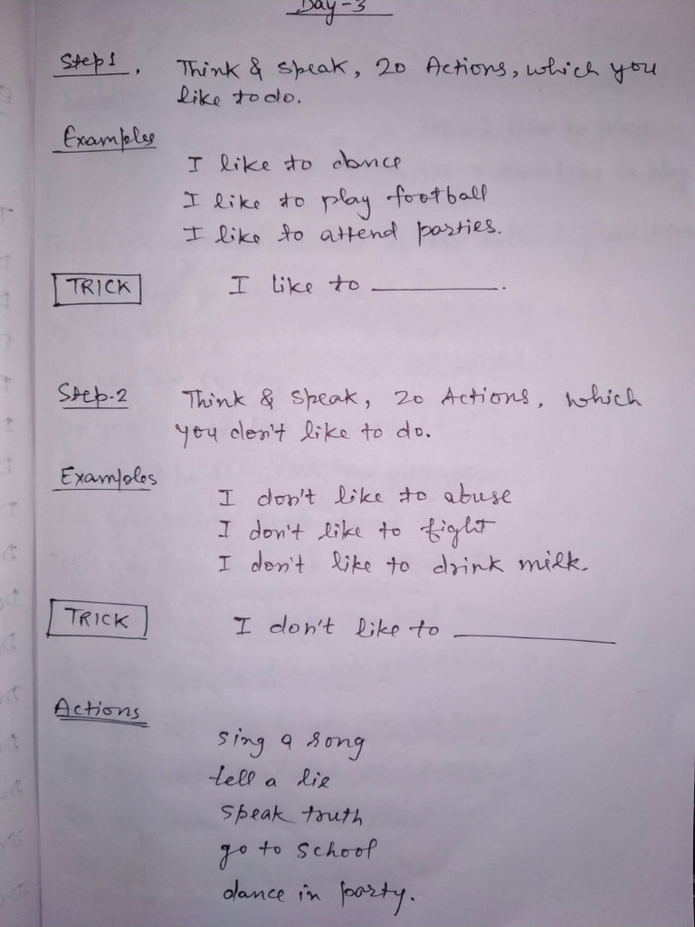 Day 3 Notes of Spoken English Navya Educator | PDF