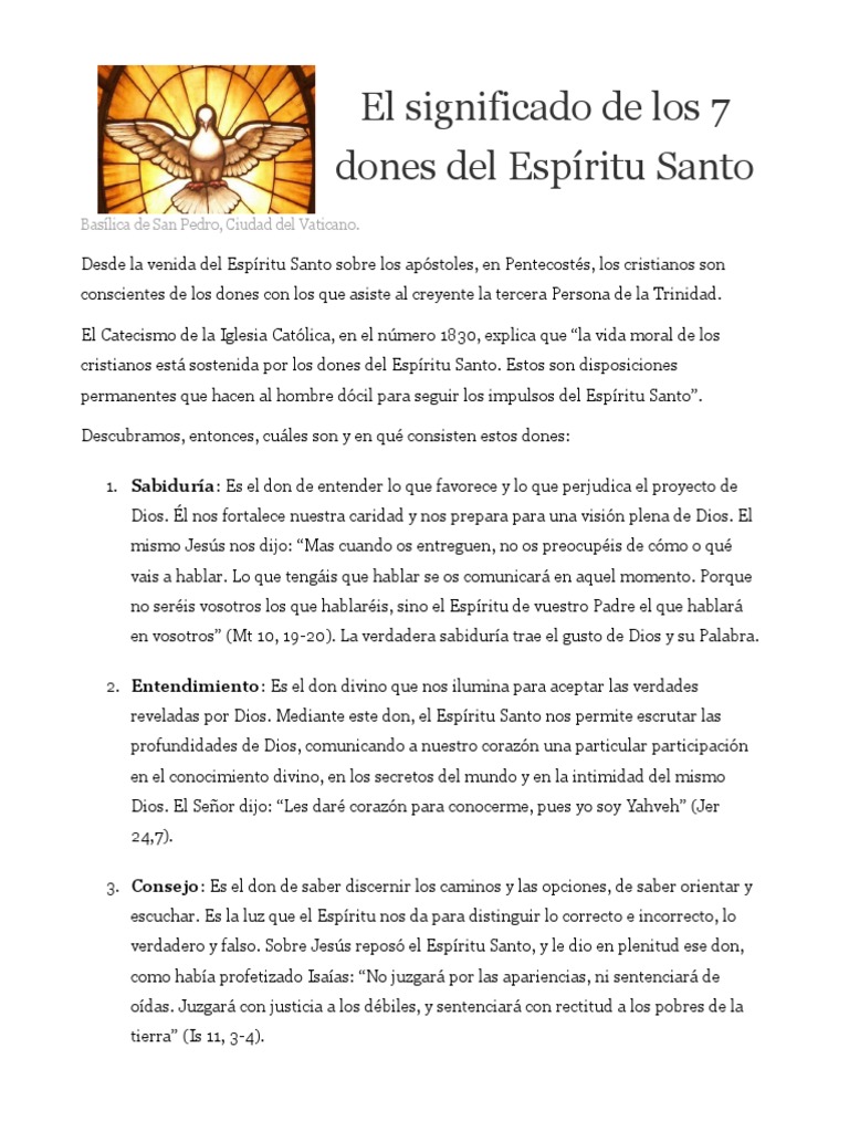 El Significado de Los 7 Dones Del Espíritu Santo | PDF | espíritu Santo |  Dios