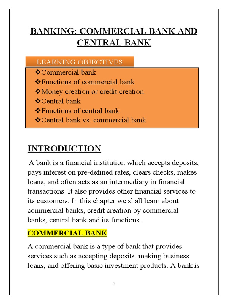 Understanding the Roles of Commercial Banks and Central Banks in Money