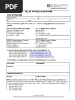 Celta Application Form: For Office Use