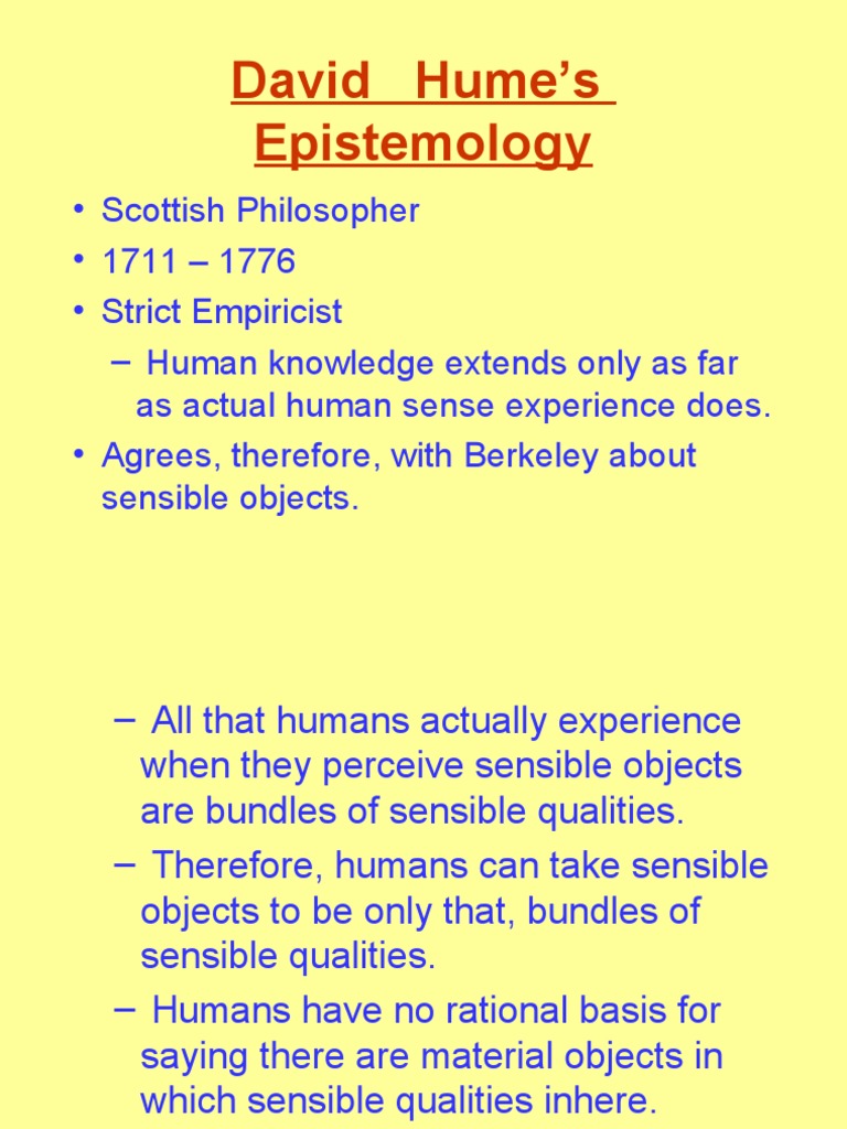 Hume's Epistemology PDF David Hume Philosophy Of Self