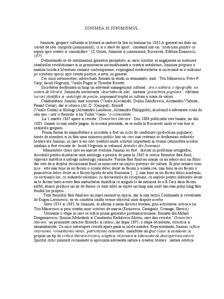 Junimea Si Junimismul | PDF