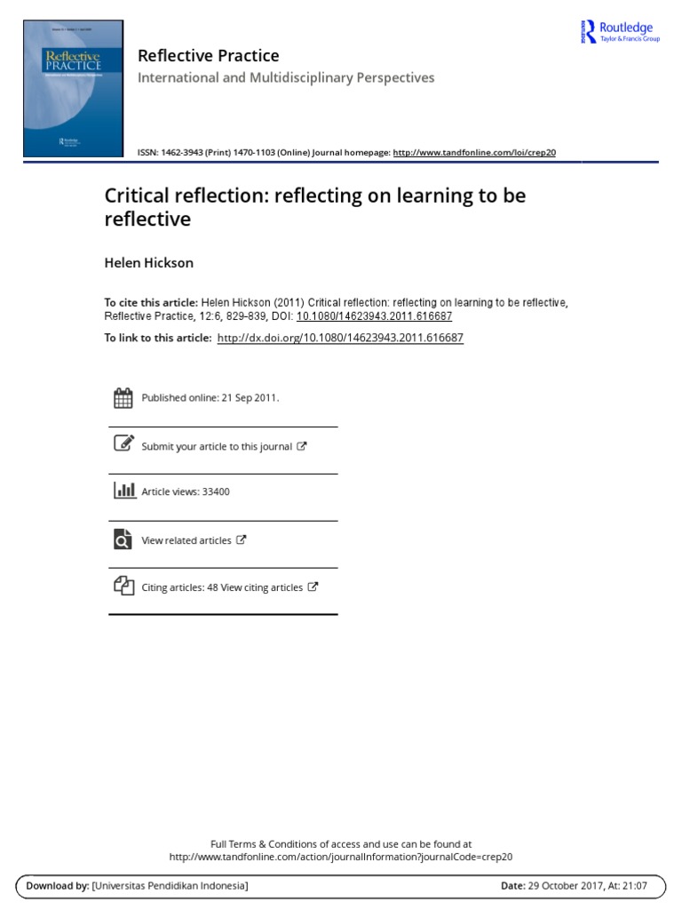 Critical Reflection in Social Work Practice | PDF | Reflective Practice ...