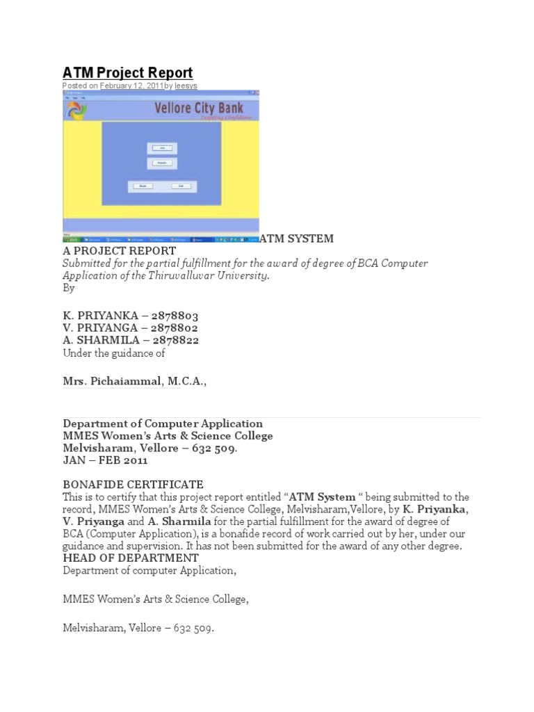 ATM Project Report | Download Free PDF | Software Prototyping | Use Case