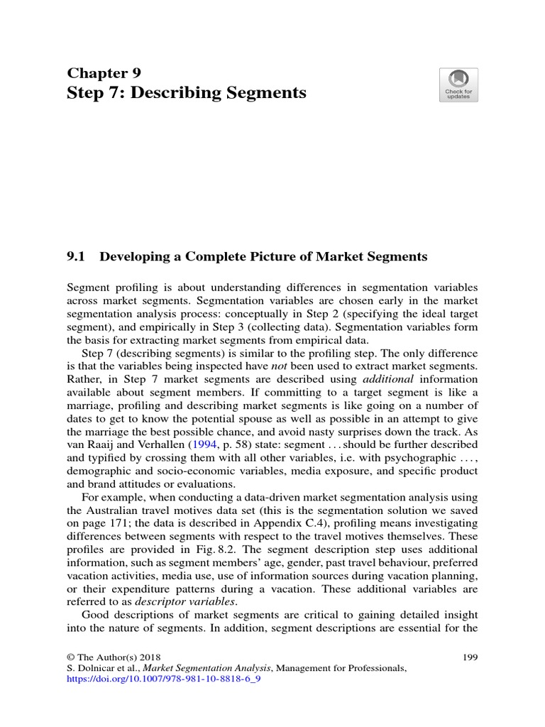 Step 7: Describing Segments: 9.1 Developing A Complete Picture of ...