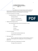 Two Mark Questions & Answers - Accounting For Management. Part - A